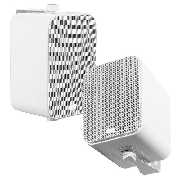 4" Compact Outdoor Patio Speaker Pair 80W, 3-Way Design, IP54 Rated, White - Picture 1 of 4